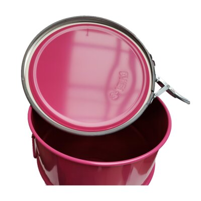 Deckelfass / zylindrisch  60 Liter Fass Pink innen Lack