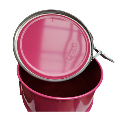 Deckelfass / zylindrisch  60 Liter Fass Pink innen Lack 2. Wahl
