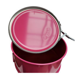 Deckelfass / zylindrisch  60 Liter Fass Pink innen Lack...